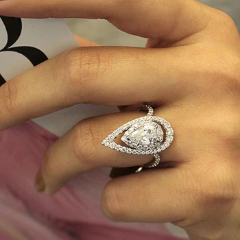 Huitan Nagy Körte Alakú Nők Gyűrű Fényes CZ Luxus Menyasszonyi Esküvői jegygyűrűt Jól Évforduló Ajándék, kiváló Minőségű, Trendi Ékszerek