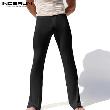 INCERUN Új Emberek Aludni Alja Kényelmes Homewear Pantalons egyszínű Comeforable Férfi Szabadidő Nadrág Bő Nadrág S-5XL 2021