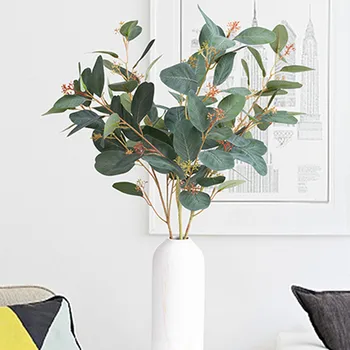 INS stílus Eukaliptusz ág gyümölcsök mesterséges selyem virágok lakberendezés zöldek hamis növények koszorú