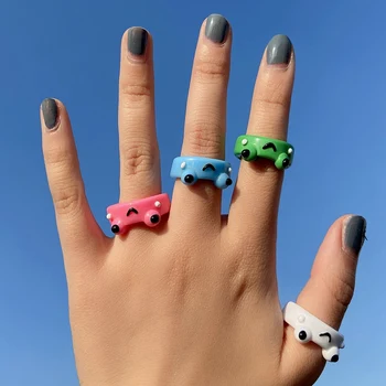 INS Új Vintage Béka Gyűrű Női Színes Akril Gyanta Gyűrűk Egyszerű Állati Esztétikai Ékszerek Barátság Ujj Gyűrű Ajándék