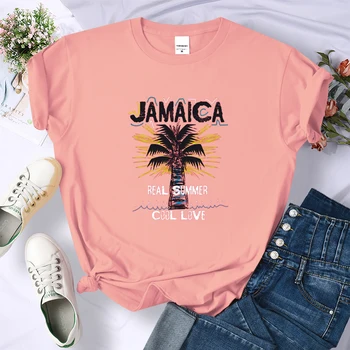 Jamaica Igazi Nyár Hűvös Szerelem Print Női Póló Kreativitás Alkalmi Tshirt Vogue Túlméretes pólók Utcai O-Nyakú Női Póló
