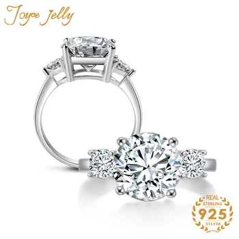 JoyceJelly Divatos 925 Sterling Ezüst Női Gyűrű Létre Moissanites 4 Karmok Körben Divat Gyűrű Női Esküvői Ajándékok 2021