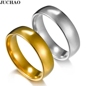 JUCHAO Titán-Acél Arany Anti-allergia Sima Egyszerű Esküvői Párok Gyűrűk Bijouterie a Férfi vagy Nő, Ajándék Új 2020