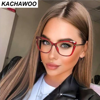 Kachawoo fém kék fény blokkoló szemüveg optikai női divat szemüveg keret nők tr90 piros rózsaszín fekete-Európai stílus