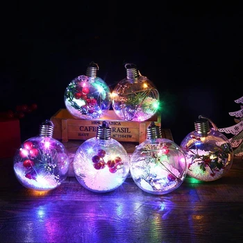 Karácsonyi Díszek Golyók Műanyag LED Izzók Lámpák Medál karácsonyfa Díszek Haza 2022 újévi Ajándékok Navidad Dekoráció