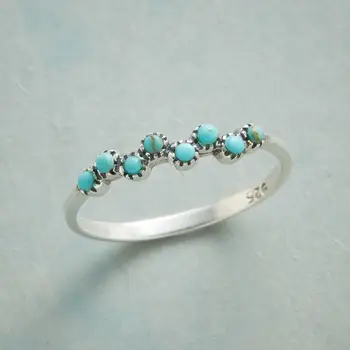 Kecses, Ezüst Színű Apró Elkészített Kék Kő Buborékok Ugrándozik Gyűrű a Nők Hableány Csók Gyűrűk Ékszerek Bridemaids Ajándékok