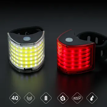 Kerékpár 40 LED-Chipek Széles Kilátás Figyelmeztető Lámpa Kerékpár Biztonsági USB Töltés Hátsó Lámpa Piros Fehér Tónus Memória Mód Seatpost Lámpás