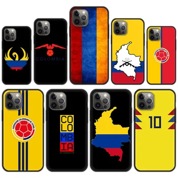 Kolumbia Flag Football tok iPhone 13 11 12 Pro Max 7 8 Plusz SE 2020 X XR XS Max Luxus Puha Szilikon Telefon tok Fekete Borító