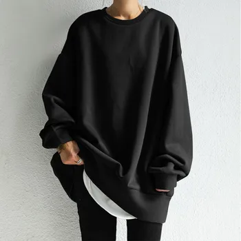 Koreai Verzió Street Style Női Túlméretezett Melegítőfelső Alkalmi egyszínű Téli Pulcsik Plus Size Felső Pullovers Streetwear