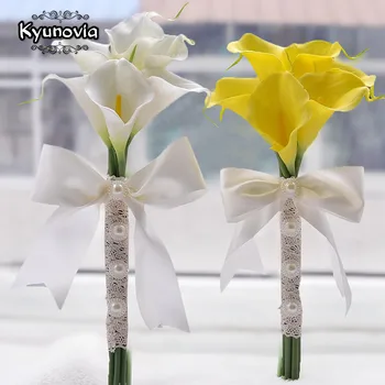 Kyunovia Igazi Érintse Meg A Sárga Kála Pálca A Koszorúslány Virág Lány Emlék Mini Virág Pálca Esküvői Csokor Menyasszonyi D03