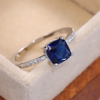 Kék Sorozat Kő Női Gyűrű Egyszerű, Minimalista Pinky Tartozékok Gyűrű Együttes Elegáns, Eljegyzési Luxus Ékszer Gyűrű