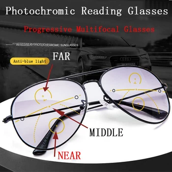 Kültéri Nap Progresszív Olvasó Szemüveg Férfiak, Nők, Távollátás Távollátás Napszemüveg Multifokális Olvasó Szemüveg 1.0-4.0
