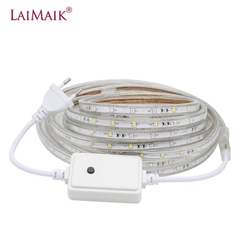 LAIMAIK SMD2835 LED Szalag Lámpa AC220V 48LEDs/m Flexibilis LED rgb led-2835 vízálló RGBW LED szalag lámpa ip68 a Kertben