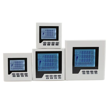 LCD kijelző, 3 fázis panel mérő, elemző A,V,W kWh,mert, Hz, Var , többfunkciós teljesítmény mérő RS485 Modbus-RTU