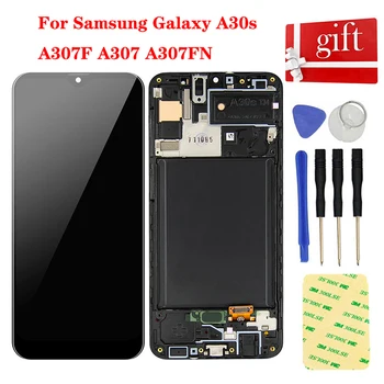LCD Samsung Galaxy A30s A307F A307 A307FN LCD Kijelző lcd Monitor Modul, majd Érintse meg a Képernyő Digitalizáló Érzékelő Szerelvény Keret