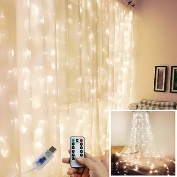 LED Függöny Jégcsap String Fények, USB Karácsonyi Tündér Lámpák Kültéri Haza Esküvő/Party/Kerti Dekoráció 3*3/2/1 M 8 Mód