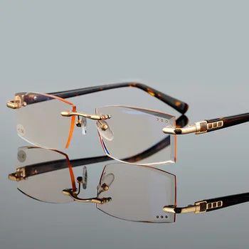 Luxus Keret nélküli Anti-kék Fény Olvasó Szemüveg Férfiak Nők Gyémánt Vágó Keret Számítógép Optikai Szemüveg Ultrakönnyű UV Védelem