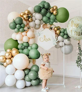 Léggömb, Torony Zöld Macaron Metál Lufi Garland Boltív Esküvőre, Szülinapi Lufi Dekoráció, Party Lufi, Gyerekeknek, Baba Zuhany