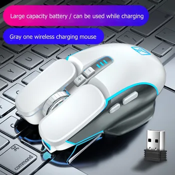 M215 Újratölthető, Vezeték nélküli Egér Játék Egér, 2.4 G 6 Gomb Ergonomikus RGB LED Háttérvilágítású Macbook Laptopot, PC-Játék Egér