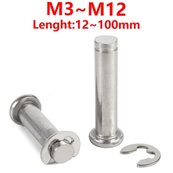M4 M5 M6 M8 M10 M12 304 Rozsdamentes Acél Pin Lapos Feje Lapos Pin-Seeger-Gyűrűt Pin Elhelyezése Hengeres PinWith Seeger-Gyűrűt