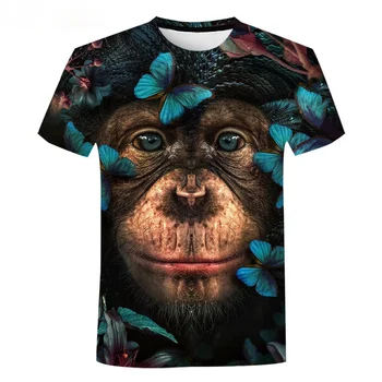 Majom-Gorilla-Férfi, Női 3D-s Póló, Street Fashion Újszerű Nyári Rövid Ujjú Kerek Nyakú Pólók