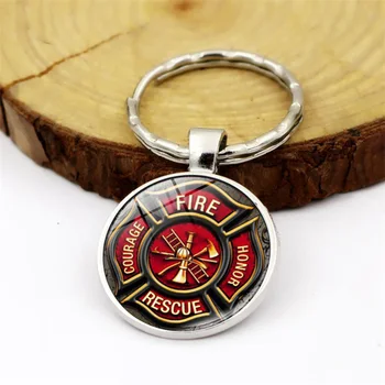 Mentő, Tűzoltó, Kulcstartó Pohár Cabochon Tűzoltó Ékszerek, Kiegészítők, Tűzoltó Szimbólum Fém Kulcstartó Gyűrűk Kulcstartó