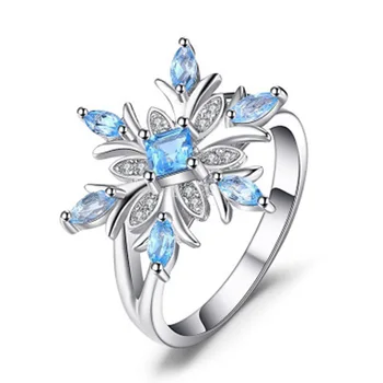 Milangirl Elegáns Női Hópehely Gyűrű Divat Kék/Fehér, Kristály, Cirkon, Kőből Készült Vintage Esküvői Gyűrűk Nők