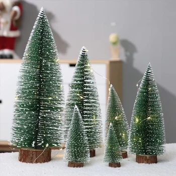 Mini Asztal karácsonyfa Fénye 10-30cm Mesterséges Szizál tájépítészet Fák a Karácsonyi Kézműves Asztali Dekoráció