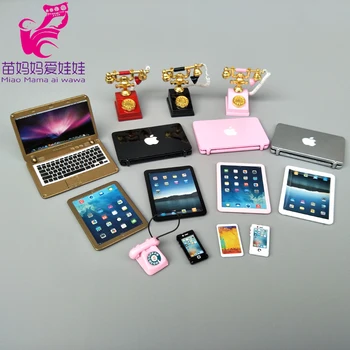 mini Retro telefon mobil laptop 1/6 1/8 1/12 bjd barbie blythe licca baba használja varázsa, telefon, notebook a baba