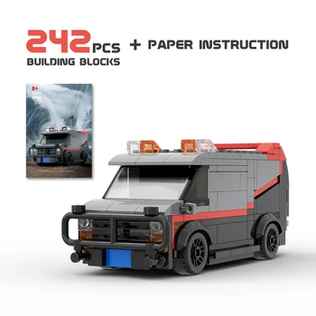 MOC ATeam GMC Vandura épület-blokk szett szimuláció közlekedési jármű modell kreatív diy oktatási játék, oldalsó, illetve hátsó ajtó