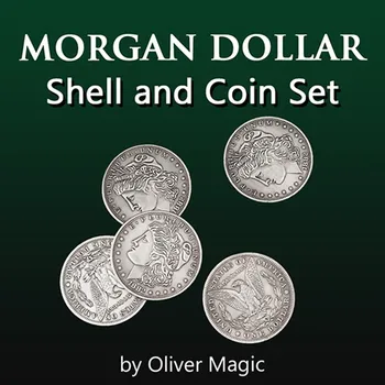 Morgan Dollár Shell Érme Set (5 Érmék + 1 Fej Shell + 1 Farok Shell) Érme Trükkök A Hivatásos Varázslók Közelről