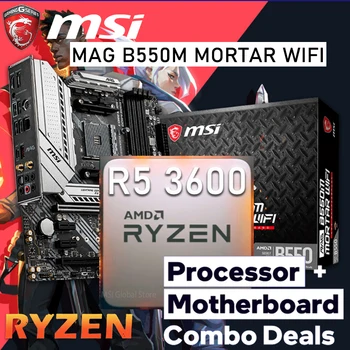 MSI MAG B550M HABARCS WIFI AMD Ryzen 5 3600 Játék Alaplap Combo Ryzen Kit 3600 PCI-E 4.0 OC AMD B550 Placa-mama Kit AM4