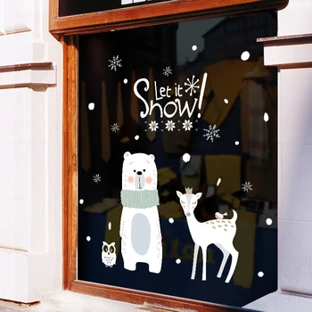 Nagy Karácsonyi Medve, Szarvas Falmatrica-Ablak Üveg Matrica Art Design