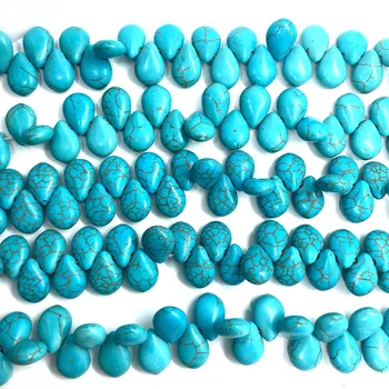 Nagykereskedelmi Vízszintes Lyuk Lapos Csepp alakú Gyöngyös Kék Türkiz Laza Gyöngyök DIY Ékszer Nyaklánc Gyönyörű Tartozékok 10x14 Mm