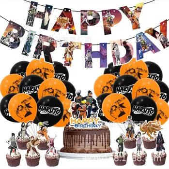 Naruto Téma Party Szett Gyerekek Szülinapi Party Dekoráció, Torta Zászló Latex Léggömb, Fiú Játék, Buli, Rendezvény Dekoráció a Nemek közötti Felfedje