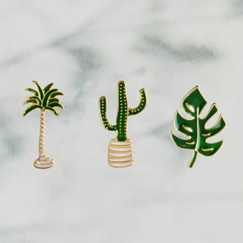 Nyári Sivatagban Strand Zöld Kaktusz Pálmalevelekből Növény, Fa, Természetes Kitűző Zománc Bross Gallér Csapok Kaktusz Ajándék Kaktusz Ékszerek