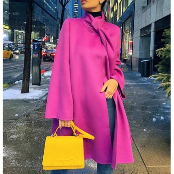 Női Téli Kabát egyszínű Flare Ujja egy Sort Kabát Téli Outwear