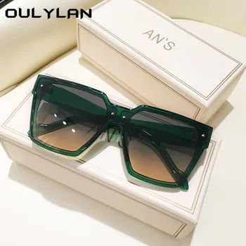 Oulylan Luxus Tér Napszemüveg Nők Férfiak Vintage Túlméretezett napszemüvegek Női Színes napszemüvegek Gradiens Zöld Szemüveggel, UV400