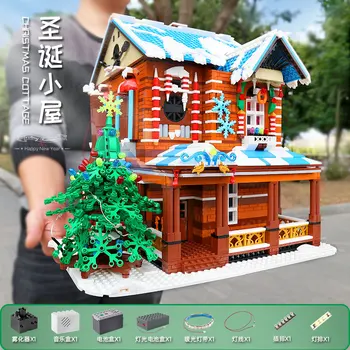 Penész Király 16011 Kreatív Játékok Streetview építőkövei LED Téli Karácsonyi Ház Modell Tégla Gyerekek DIY Születésnapi Ajándékok