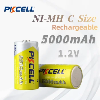 PKCELL 1.2 V-C Méretű 5000mAh Újratölthető Akkumulátor D Ni-MH Újratölthető Akkumulátorok vízmelegítő Műszerek