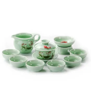Porcelán Teáscsésze A Teáskanna Infúzió Gaiwan, valamint 6 db Porcelán Kávé & Tea Eszközök Kínában kung fu-ja Tea Drinkware B016