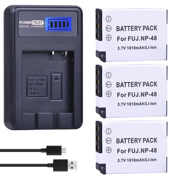 PowerTrust 3Pcs NP-48 NP 48 NP48 Újratölthető Li-ion Akkumulátor LCD USB Töltő Fujifilm XQ1, valamint XQ2 Kamerák