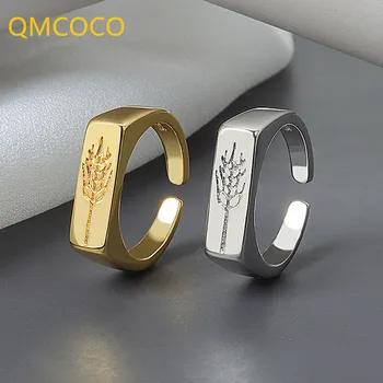 QMCOCO 925 Ezüst Nyílt Állítható Gyűrű koreai Egyszerű Geometriai Téglalap Kézzel készített Ékszerek, Menyasszonyi Kiegészítők Nők Ajándékok