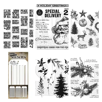 Ragaszkodnak Gumi Vidám Mikulás Fa Télen Sablon fémforgácsolási Meghal Bélyegek DIY Scrapbooking Kártya Stencil Papír Kártya, Kézzel készített 2021