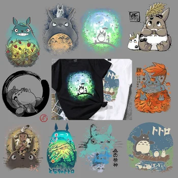 Rajzfilm Anime Totoro Vas a hőátadás Matrica Gyerekeknek Ruhát DIY pólóra vasalható Vinil Applied Arc nélküli Ember