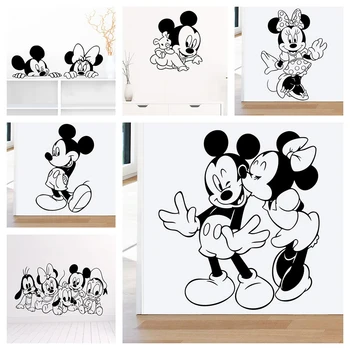 Rajzfilm Disney Mickey Minnie Fali Matrica, Öntapadó Tapétát Vinyls Matricák Falra Lakberendezés Gyerekek Hálószoba Dekoráció