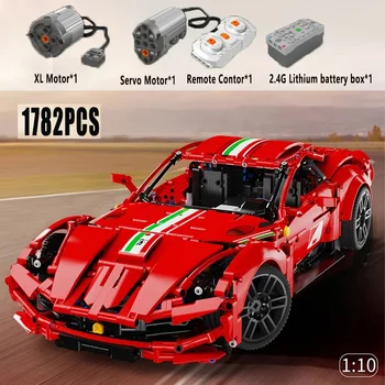 Raktáron High-Tech RC Ferraried F12 Szuper Sport Autó Modell Tégla MOC Sebesség Bajnok Jármű Builidng Blokkok Fiú Játékok Gyerekeknek Ajándékokat