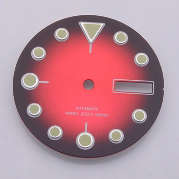 Rolexstyle Piros nézni dáil 28.5 mm-es tárcsát vízcseppek markerek illik 7S26 NH35 NH36 mozgalom seiko Teknős Abalone skx007/009