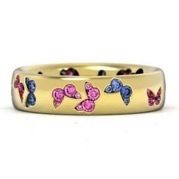 Romantikus Többszínű Pillangó Gyűrű A Nők Többszínű Menyasszony Engemeagnt Gyűrű Új, Gyönyörű Gyűrű Divat Ékszerek