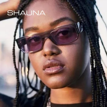 SHAUNA Divat Tér Cukorka Színű Napszemüveg Női Retro Classic Matt Narancs napszemüvegek Férfi Árnyalatok UV400